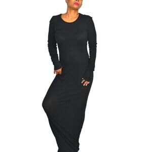 Our Legacy Ribbed Knit Dress Black Jersey Maxi Sheer Thin Stretch Cotton Medium